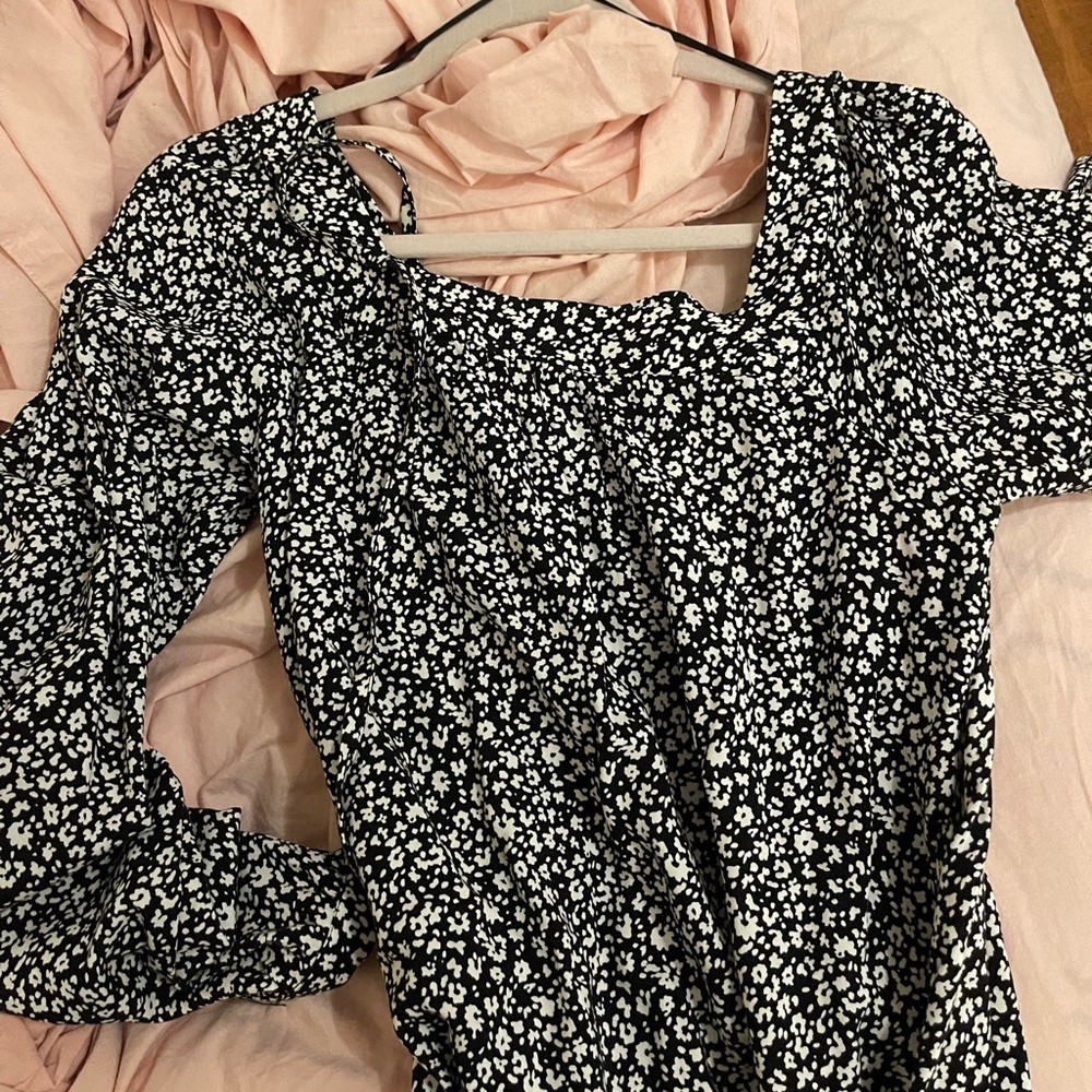 black&white floral maxi Dress